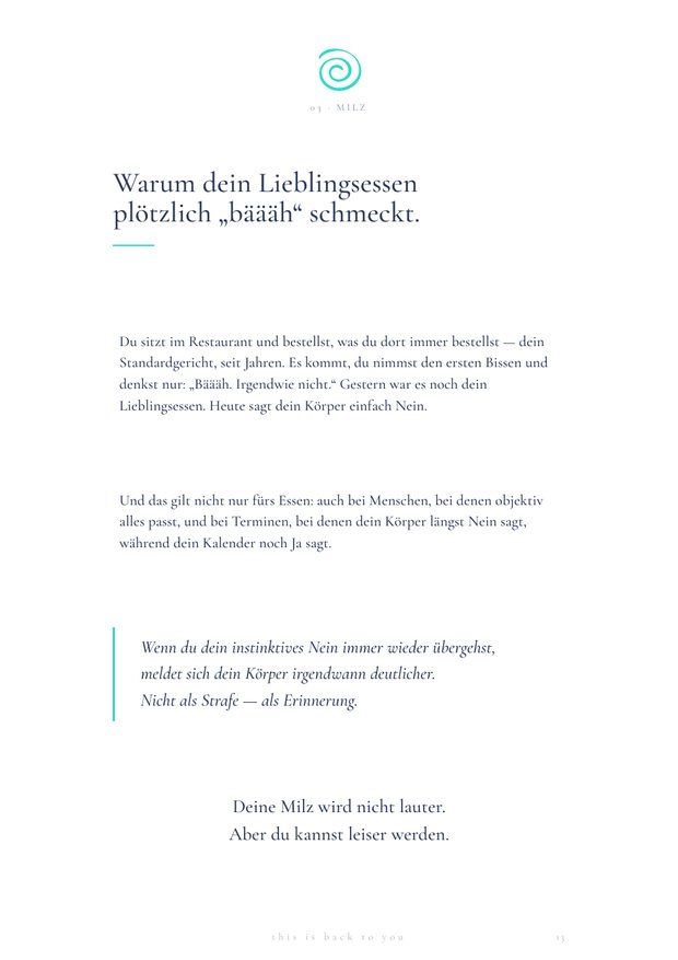 Seite aus dem E-Book: Warum dein Lieblingsessen pl&ouml;tzlich b&auml;&auml;&auml;h schmeckt.